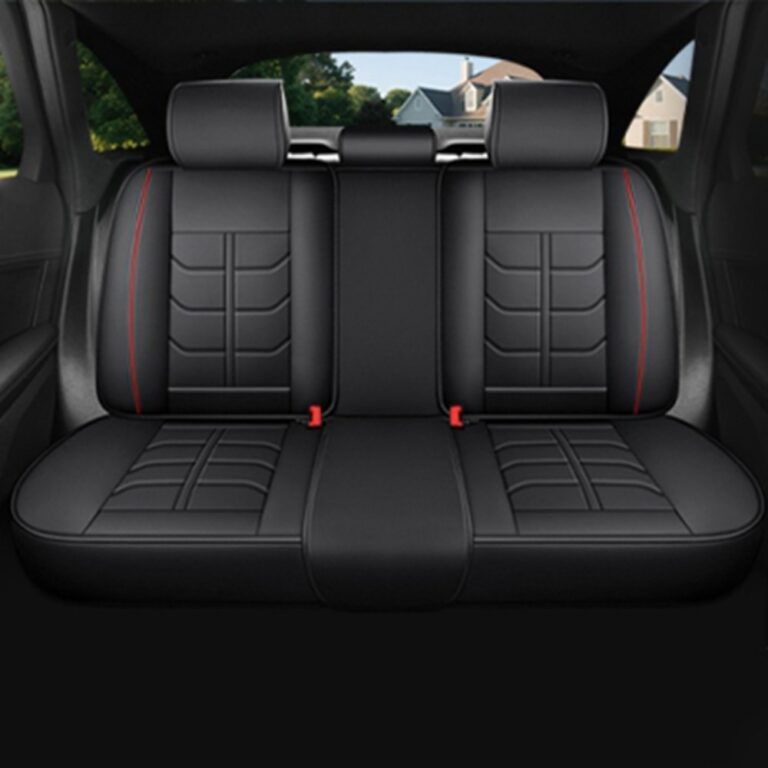 Full Leather Chair Cover Full-grain Leather Lumbar Support Model 600, Black & Red