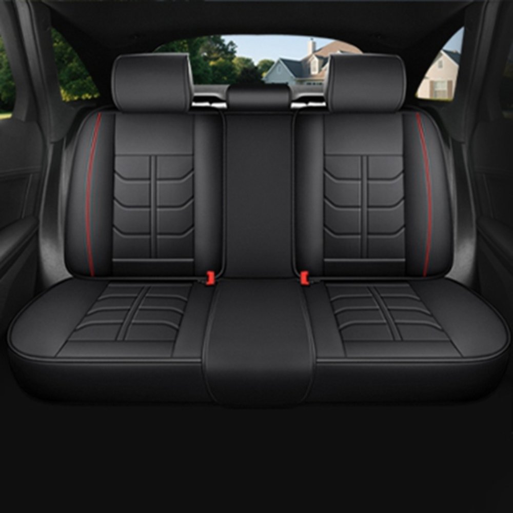 Full Leather Chair Cover Full-grain Leather Lumbar Support Model 600, Black & Red
