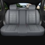 Full Leather Chair Cover Full-grain Leather Lumbar Support Model 2000, Grey & White