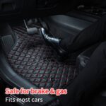 Automotive Floor Mats Universal Red Diamond‑Stitch Automotive Floor Liners