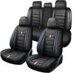 Full Leather Chair Cover Full-grain leather, black and navy blue
