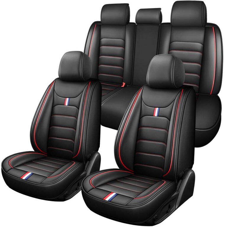 Full Leather Chair Cover Full-grain leather, black and red