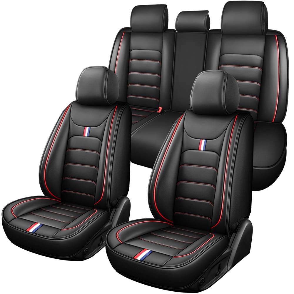 Full Leather Chair Cover Full-grain leather, black and red