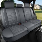Full Leather Chair Cover Full-grain Leather Lumbar Support Model 2000, Grey & White