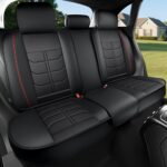Full Leather Chair Cover Full-grain Leather Lumbar Support Model 2000, Black & Red
