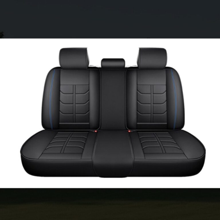 Full Leather Chair Cover Full-grain Leather Lumbar Support Model 1464, Black & Navy Blue