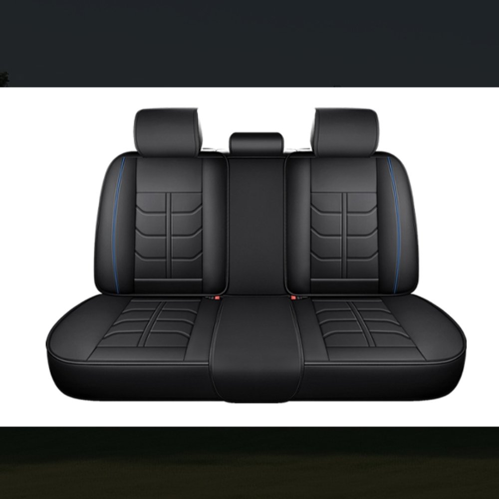 Full Leather Chair Cover Full-grain Leather Lumbar Support Model 1464, Black & Navy Blue