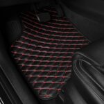 Automotive Floor Mats Universal Red Diamond‑Stitch Automotive Floor Liners