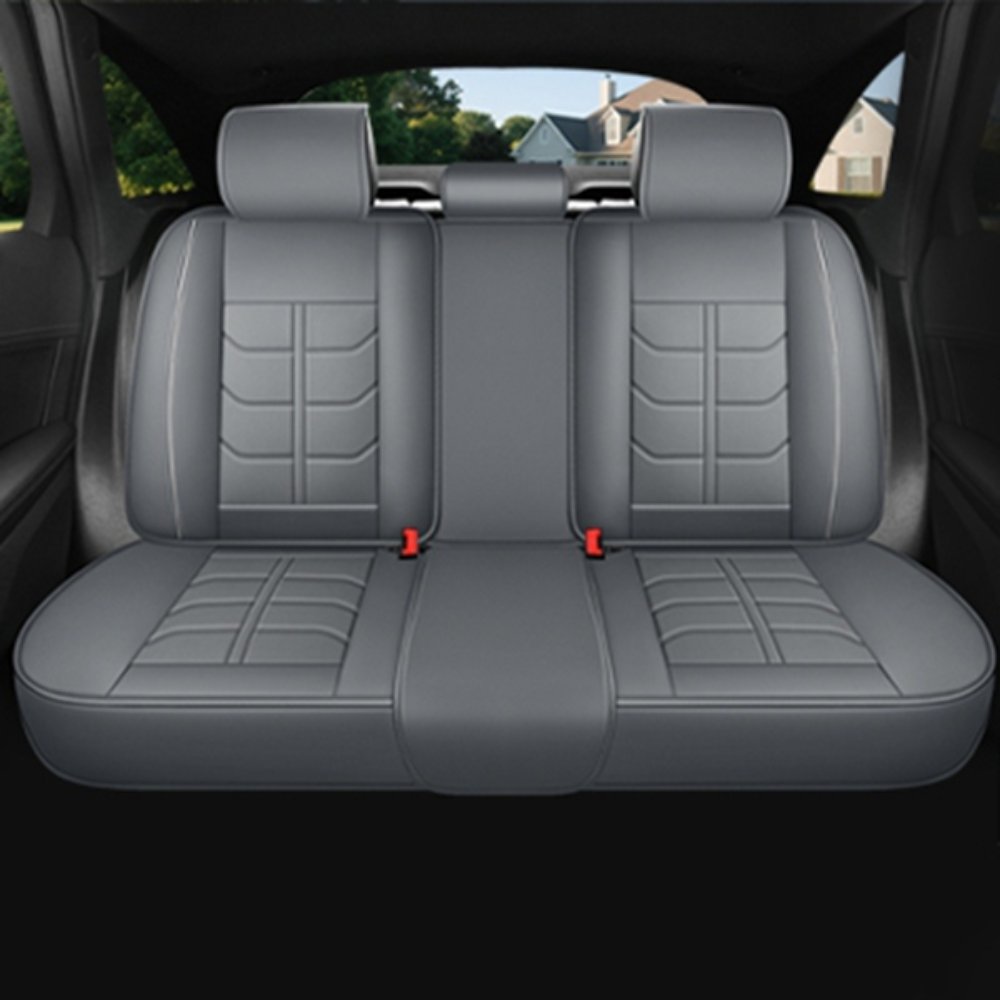 Full Leather Chair Cover Full-grain Leather Lumbar Support Model 600, Grey & White
