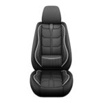 Full Leather Chair Cover Full-grain Leather Lumbar Support Model 2000, Black & White