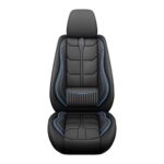 Full Leather Chair Cover Full-grain Leather Lumbar Support Model 2000, Black & Navy Blue