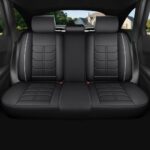 Full Leather Chair Cover Full-grain Leather Lumbar Support Model 2000, Black & White