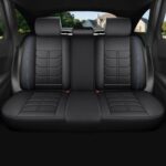 Full Leather Chair Cover Full-grain Leather Lumbar Support Model 2000, Black & Navy Blue