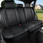 Full Leather Chair Cover Full-grain Leather Lumbar Support Model 2000, Black & White