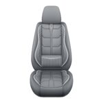 Full Leather Chair Cover Full-grain Leather Lumbar Support Model 2000, Grey & White