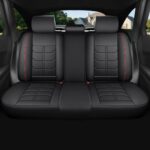 Full Leather Chair Cover Full-grain Leather Lumbar Support Model 2000, Black & Red