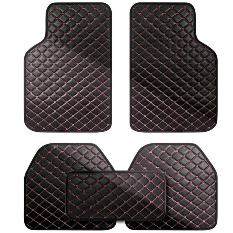 Automotive Floor Mats Universal Red Diamond‑Stitch Automotive Floor Liners